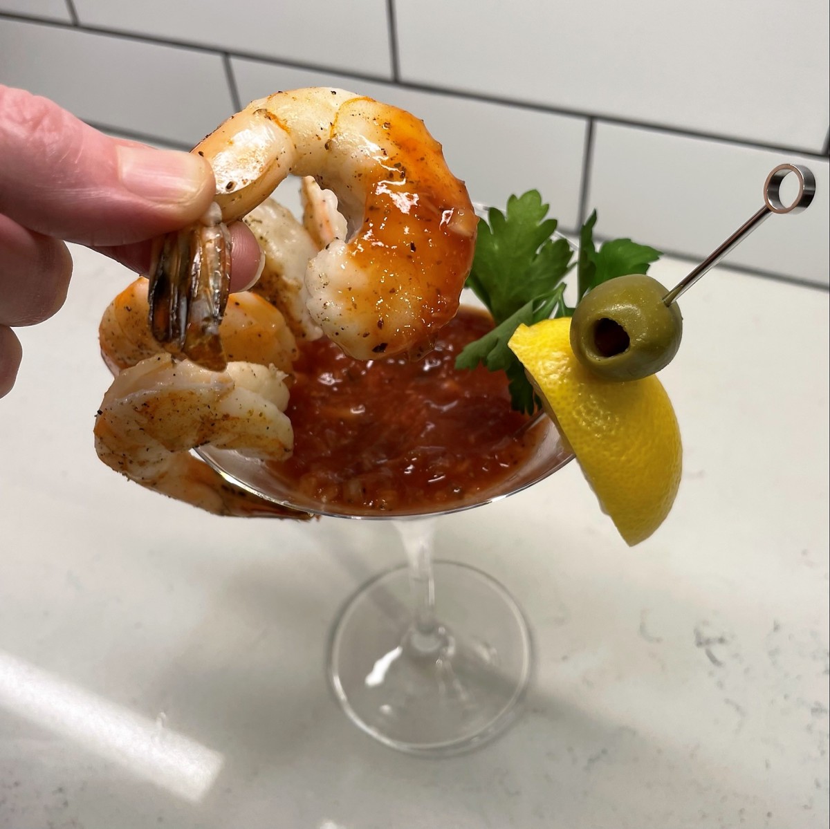 Shrimp with Bloody Mary Cocktail Sauce