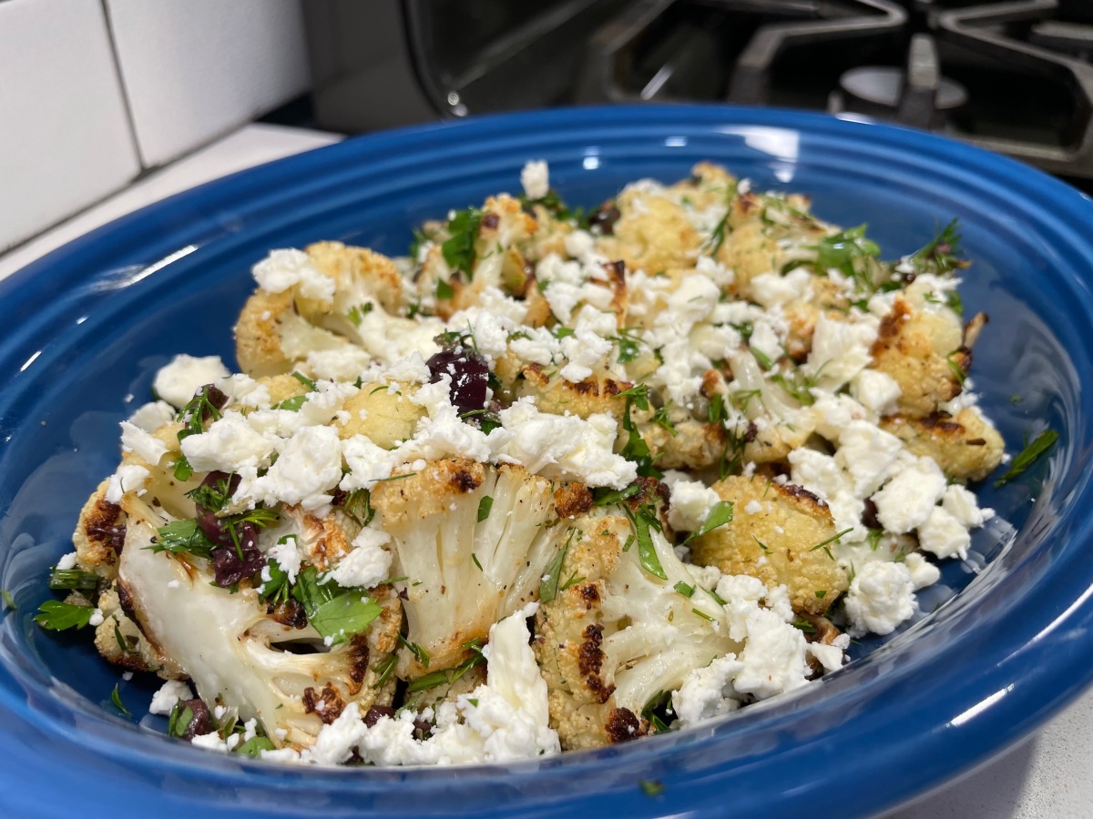 Roasted Cauliflower with Olives, Capers & Herbs